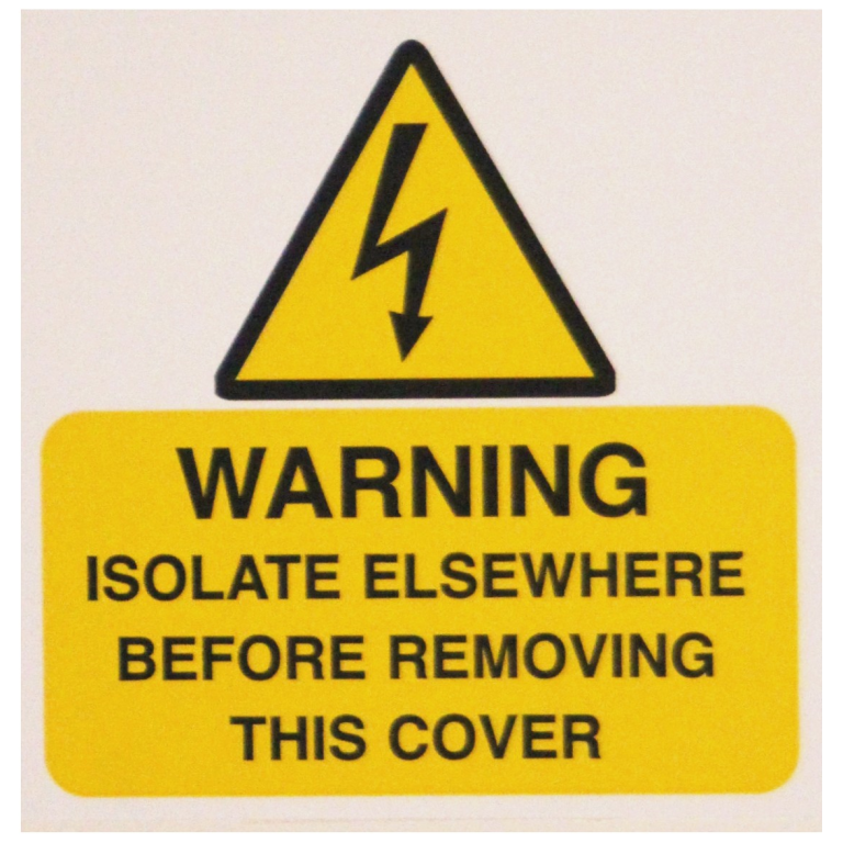 Label, Warning Isolate Elsewhere, Self Adhesive Rigid PVC Pack of 5