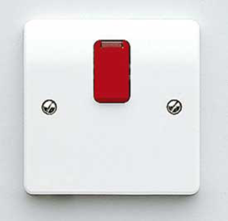 Switch, DP c/w Neon Base Flex Outlet, Red Rocker