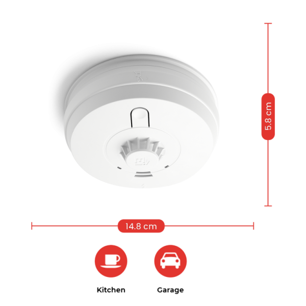 Heat Alarm, Mains Alkaline PP3 Battery, Back-up c/w Easi-fit Base - Image 5