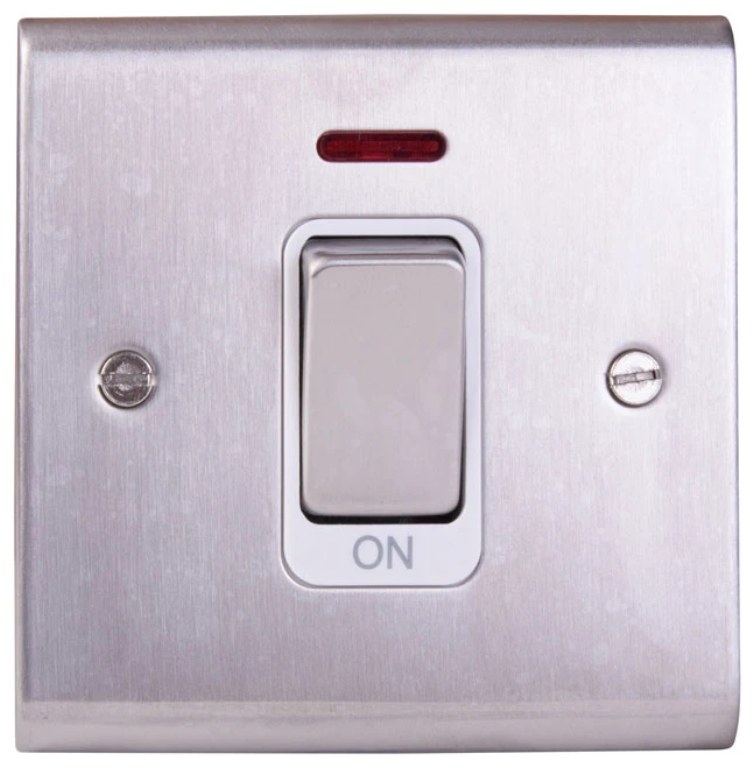 Control Switch, 1 Gang DP c/w Neon, c/w White Insert