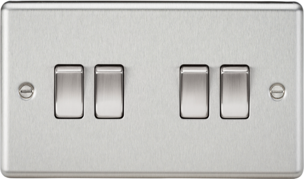 Switch, Plate 4 Gang 2 Way Rounded Edge, IP20