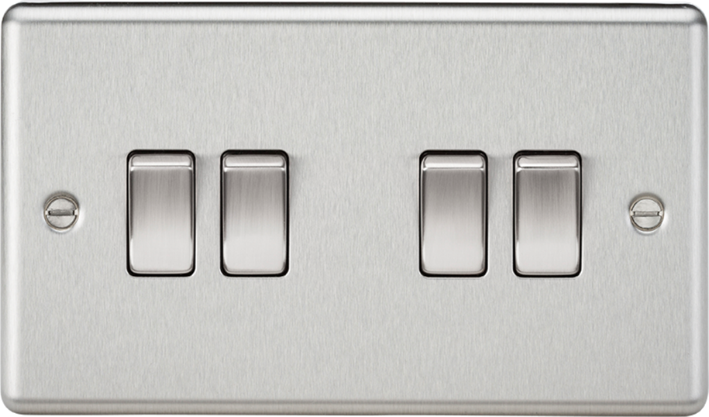 Switch, Plate 4 Gang 2 Way Rounded Edge, IP20
