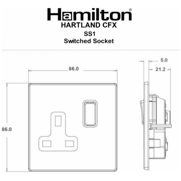 Hamln 74CSS1SS-W Socket Swd 1G 13A - Image 3