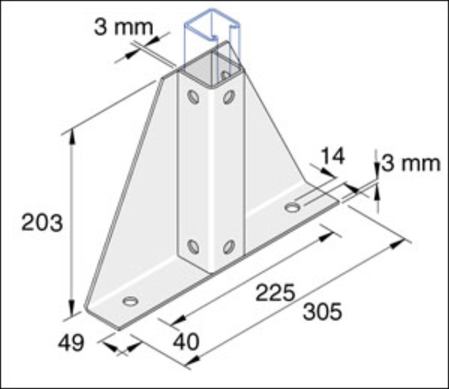 Bracket, Wing 8 Hole for 1 Channel Section