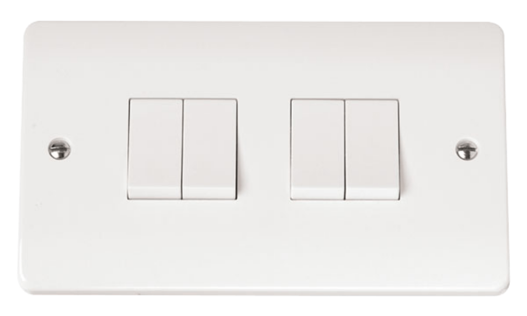 Plate Switch, 4 Gang 2 Way