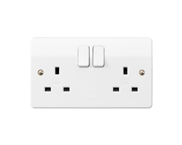 Socket, 2 Gang Switched DP, Screwless Terminals