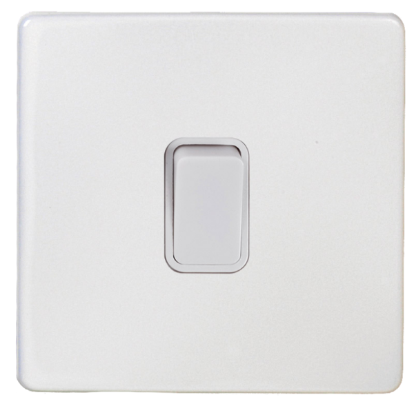 Plate Switch, 1 Gang 2 Way, c/w White Insert