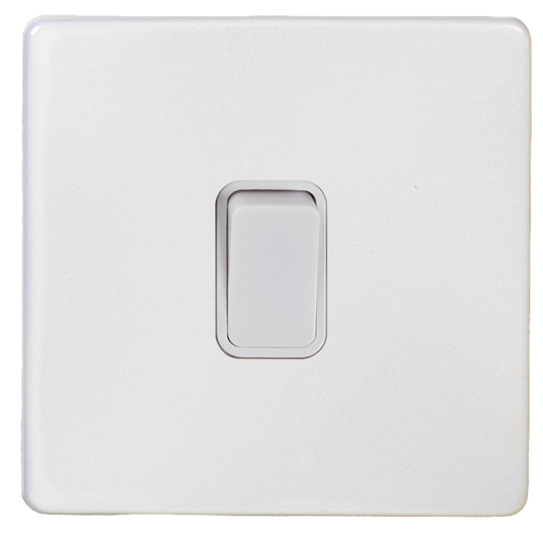 Plate Switch, 1 Gang 2 Way, c/w White Insert