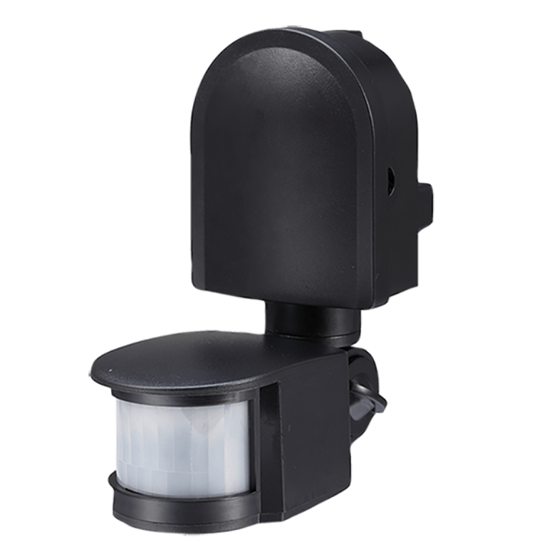 Ovia Multi Direc 180Deg PIR Blk IP44 Wall Mounted