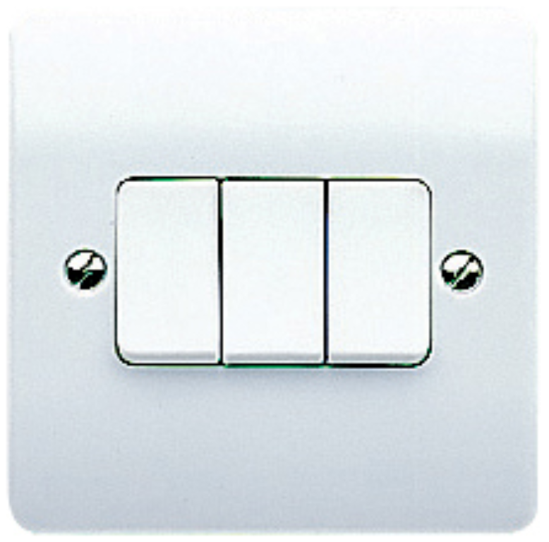 Plate Switch, 3 Gang 2 Way SP