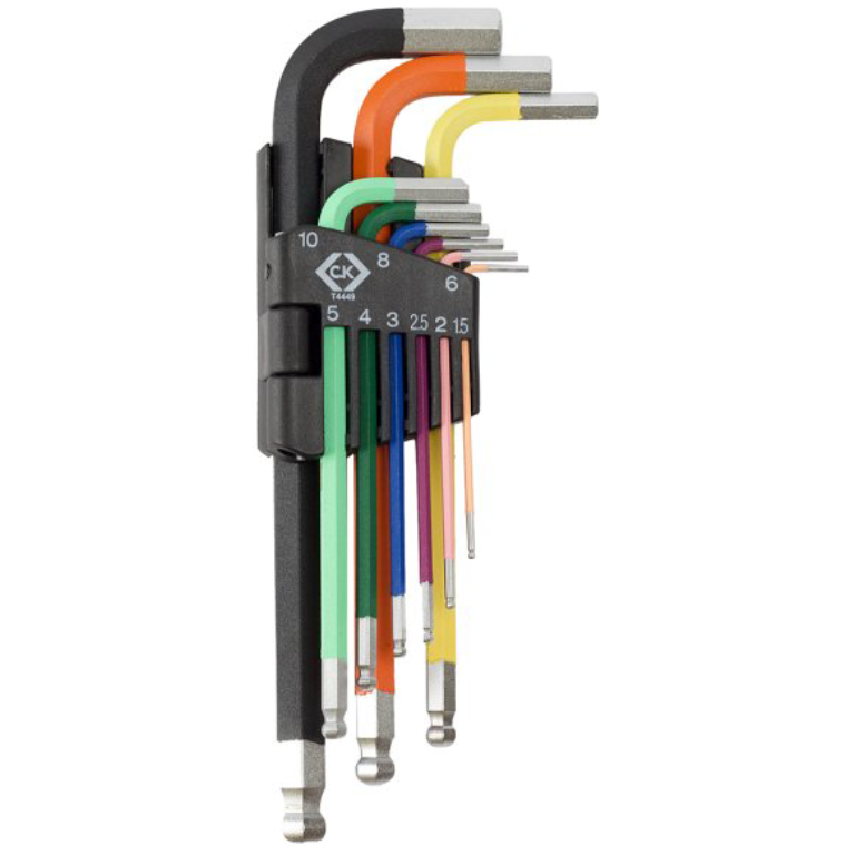 Hexagon Key, 9 Piece Set Coloured Ball End