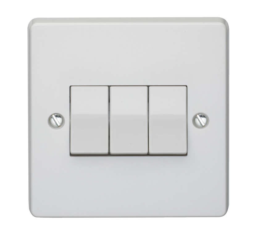Plate Switch, 3 Gang 2 Way SP