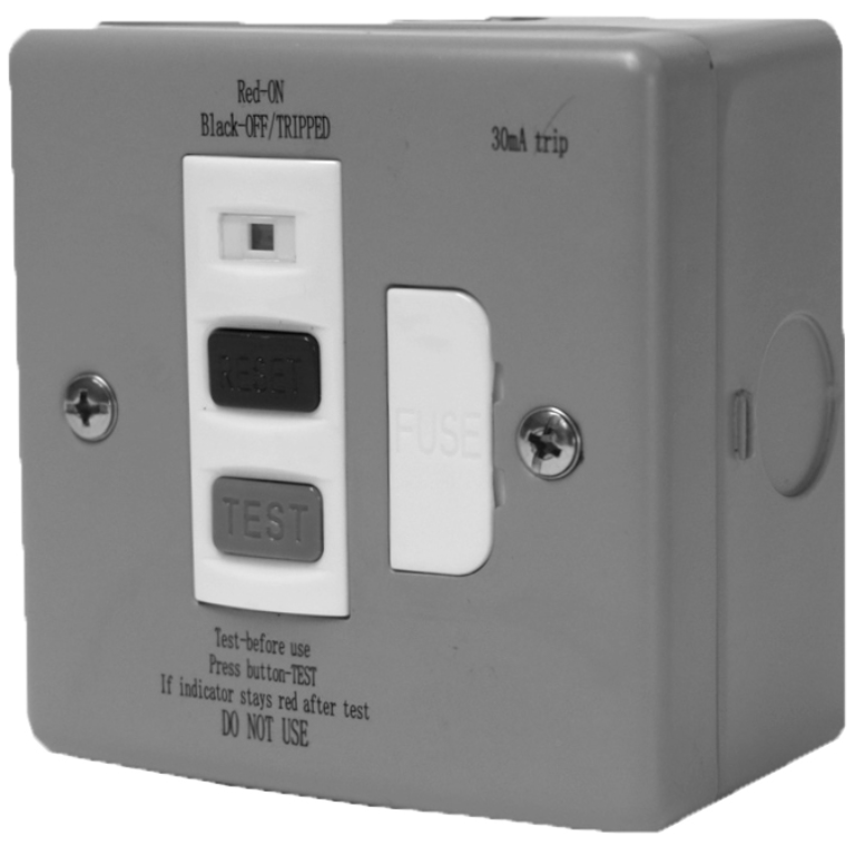 Outlet, Fused Single RCD Spur Type A, Metal Clad
