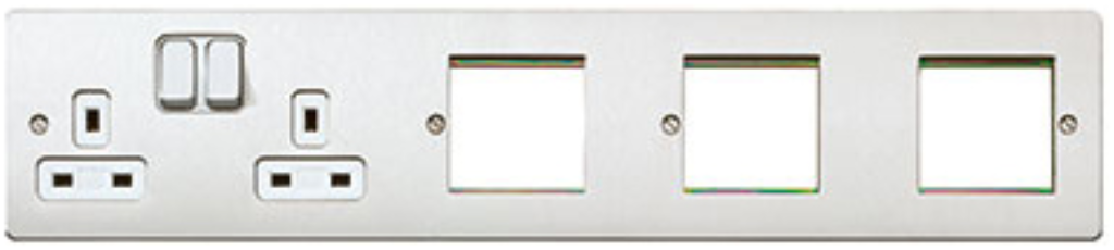 Socket, 2 Gang DP Dual Earth & 6 Module, Euro In Line