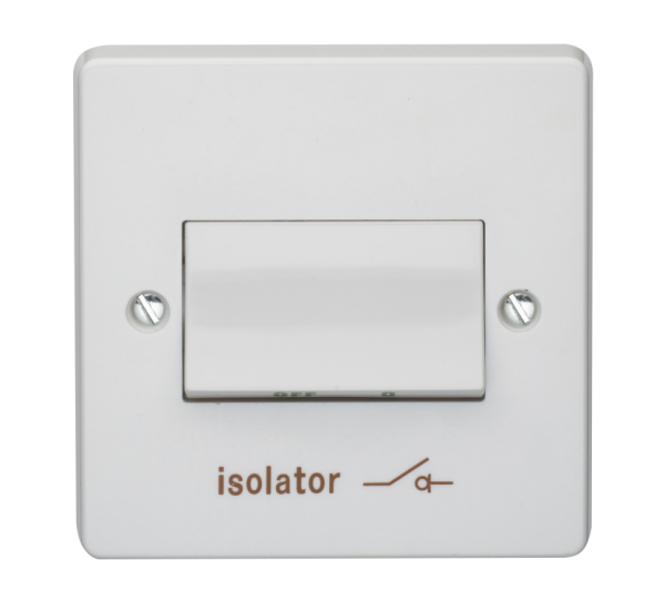 Plate Switch, 1 Gang TP Fan Isolator, Marked Isolator