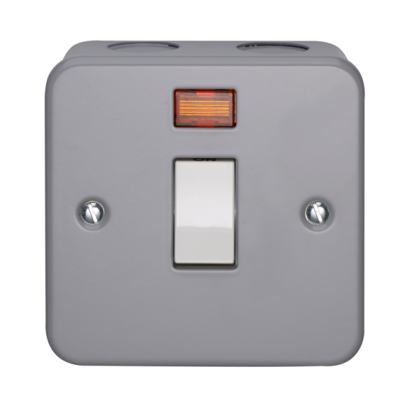 Control Switch, 1 Gang DP c/w Neon, c/w Plain Box