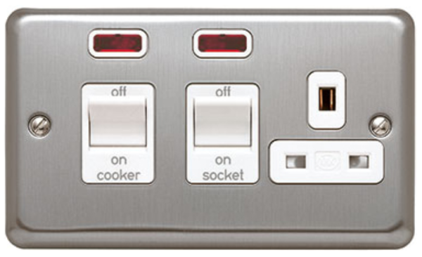 Cooker Control Switch, DP Main Switch & Socket c/w Neon