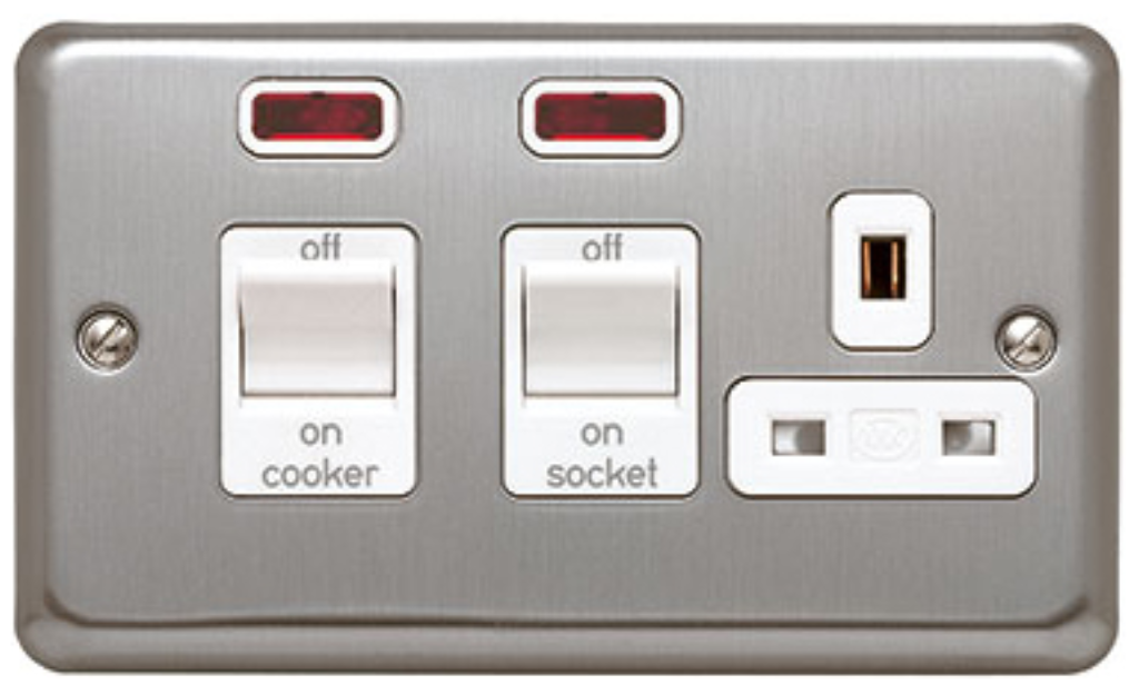 Cooker Control Switch, DP Main Switch & Socket c/w Neon