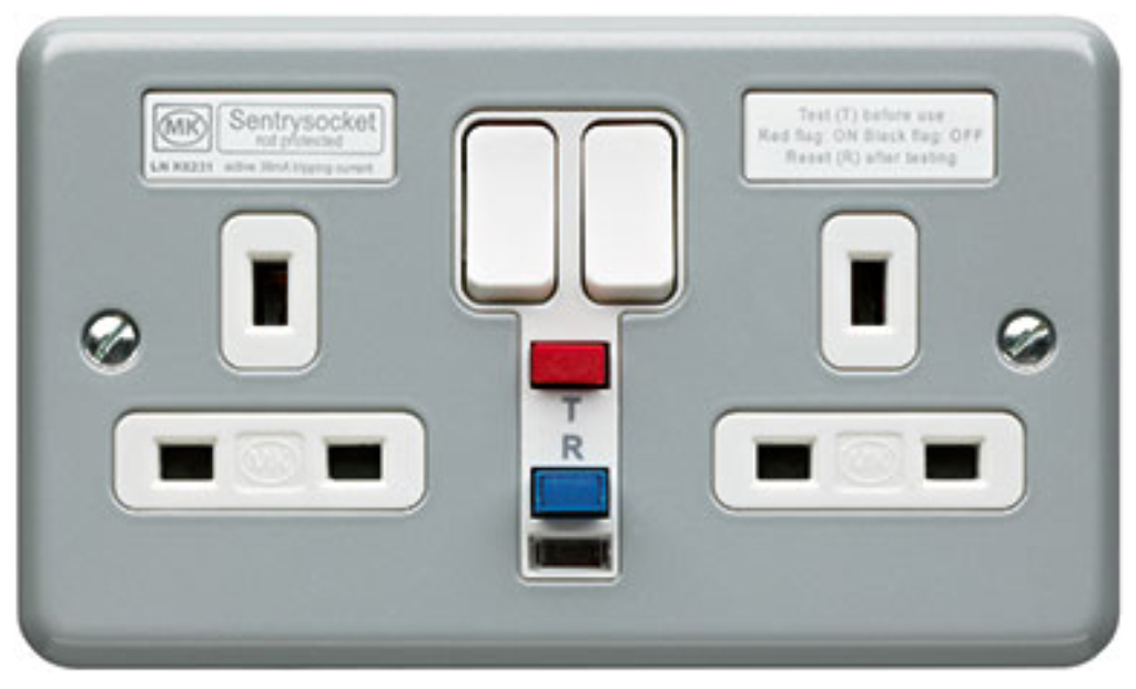 Socket, 2 Gang Switched SP RCD Active