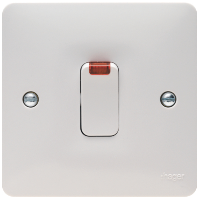 Hager WMDP84N Switch 1G DP&LED 20A