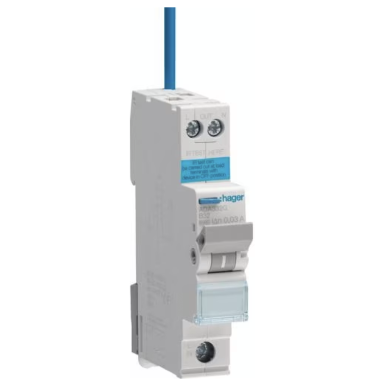 HAGER ADA332G 32A RCBO B TYPE 6kA