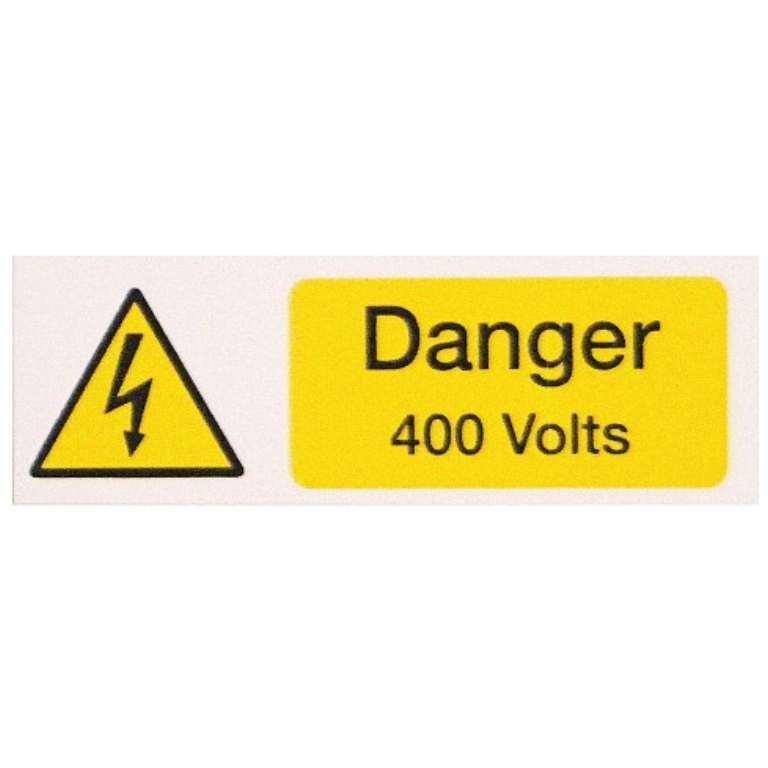 Label, Danger 400 Volts, Self Adhesive Vinyl Pack of 10