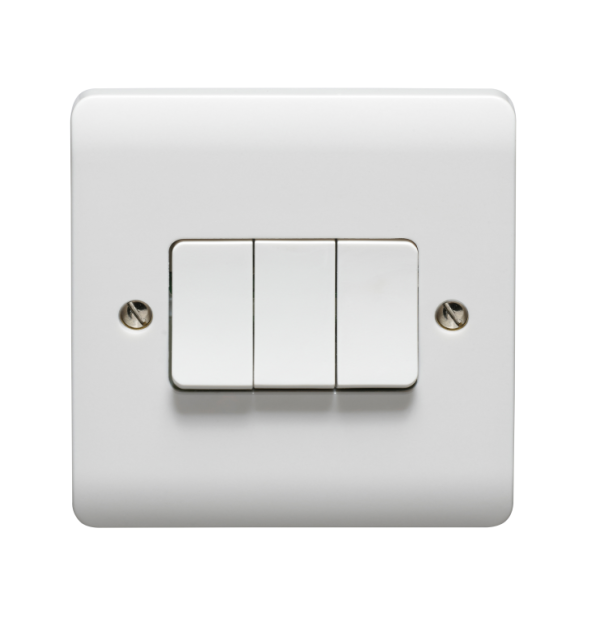 Plate Switch, 3 Gang 2 Way