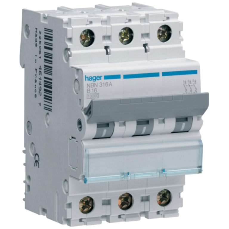 Hager NBN316A MCB TP Type B 16A 10kA