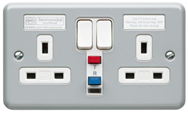 Socket, 2 Gang Switched SP RCD Passive