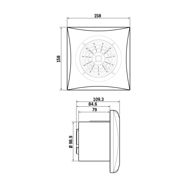 Fan, Silent Extractor 100mm Model, c/w B/D Shutter/Humidistat/Pullcord - Image 2
