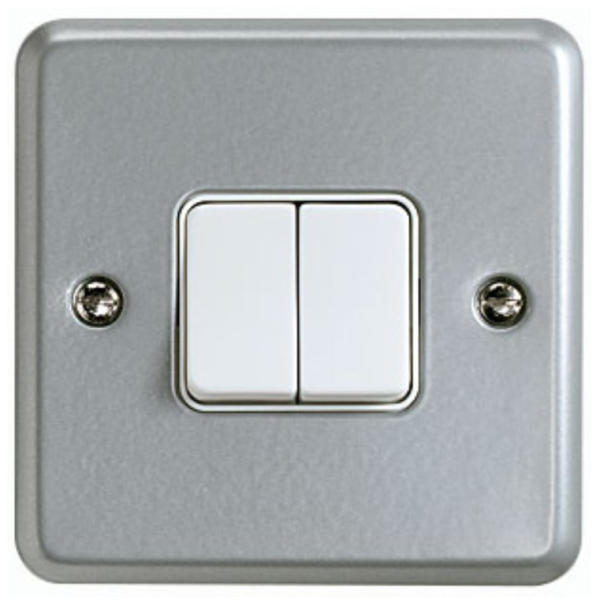 Plate Switch, 2 Gang 2 Way SP, Surface