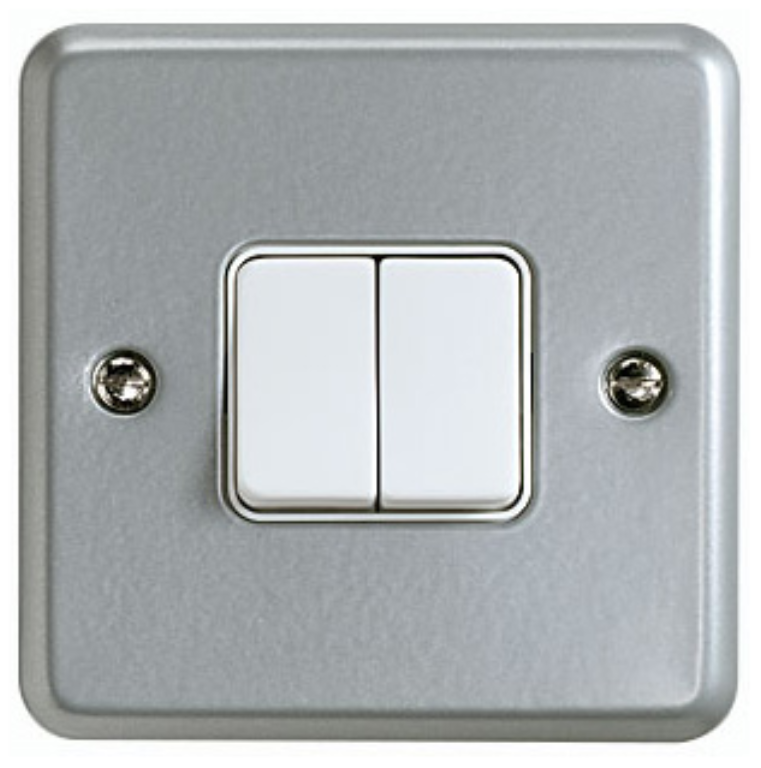 Plate Switch, 2 Gang 2 Way SP, Surface