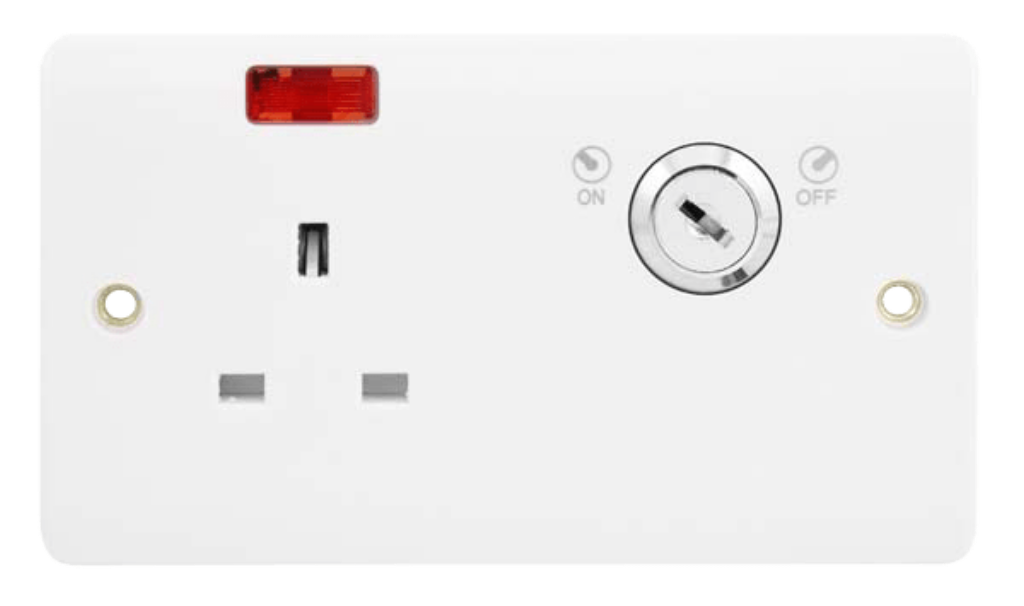 Click Lockable Socket 1G DP 13A c/w Neon