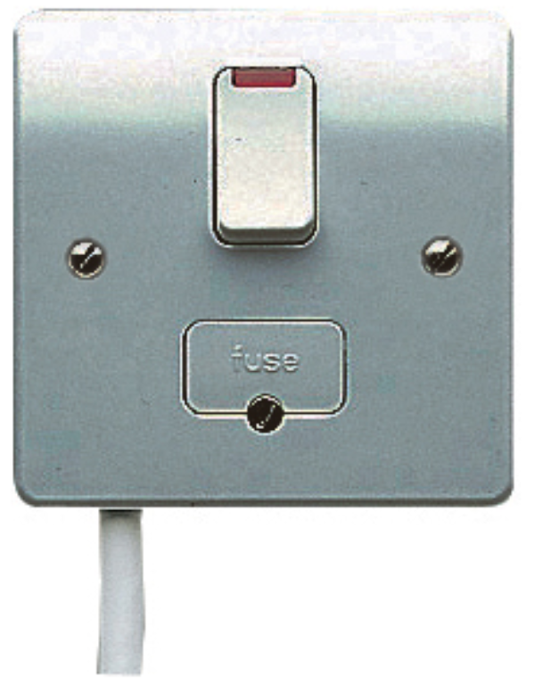 Connection Unit, DP Switched Fused Neon, c/w Base Flex Outlet