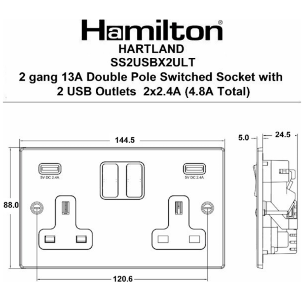 HAMILTON 74SS2USBULTSS-B Skt USB 2G 13A - Image 3