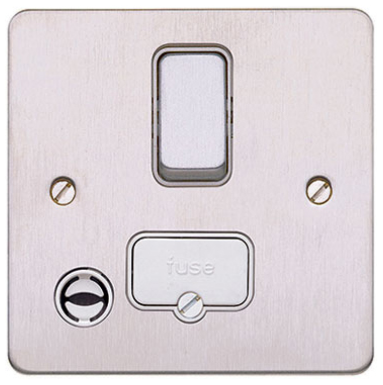 Connection Unit, DP Switched Fused c/w Flex Outlet, White Inserts