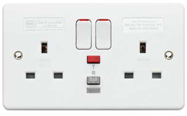 Socket, 2 Gang Switched SP RCD Passive
