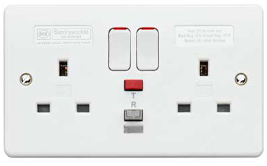 Socket, 2 Gang Switched SP RCD Passive