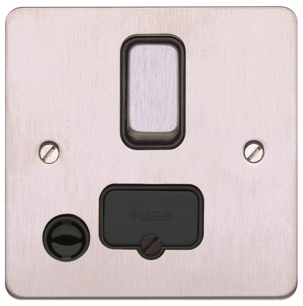 Connection Unit, DP Switched Fused c/w Flex Outlet, Black Inserts