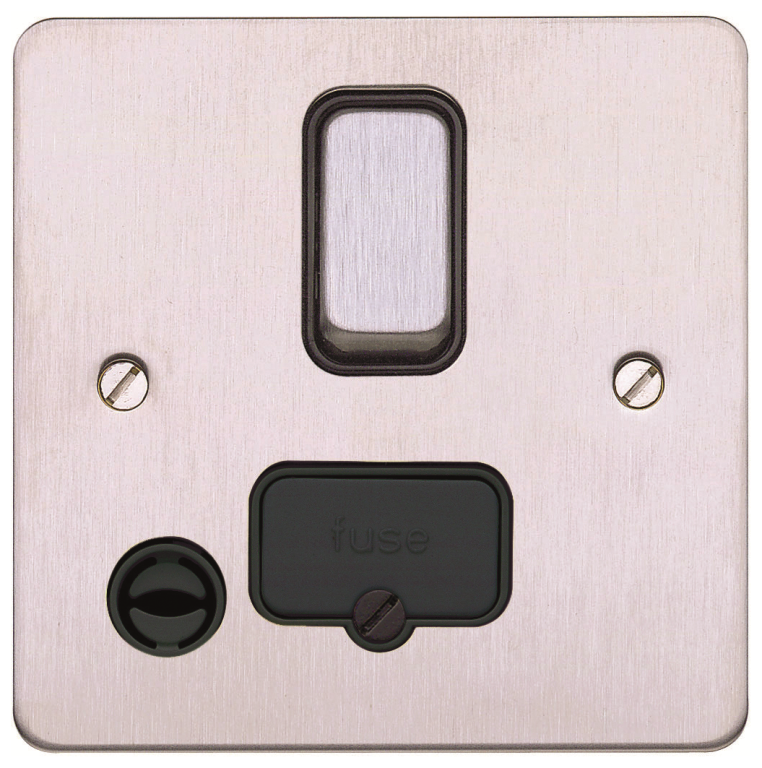 Connection Unit, DP Switched Fused c/w Flex Outlet, Black Inserts