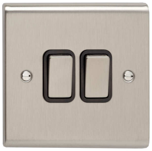 Plate Switch, 2 Gang 2 Way, c/w Black Insert - Image 2
