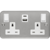Socket, 2 Gang Switched c/w Twin USB Outlet, Type A & Type C