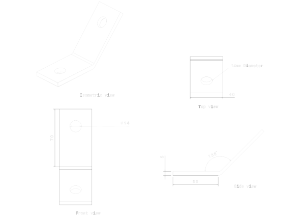 Metpro MP20 Obtuse Angle Bracket 45Deg - Image 3
