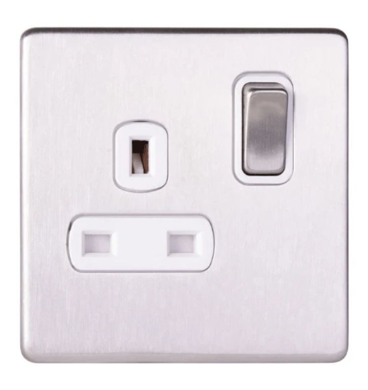 Socket, 1 Gang DP Switched, c/w White Insert
