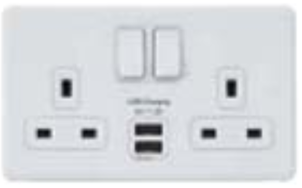 Socket, 2 Gang DP Switched 2xUSB Ports