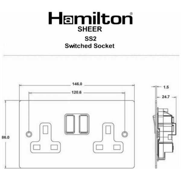 Hamln 8MWSS2WH-W Unswitched Socket 2G - Image 2