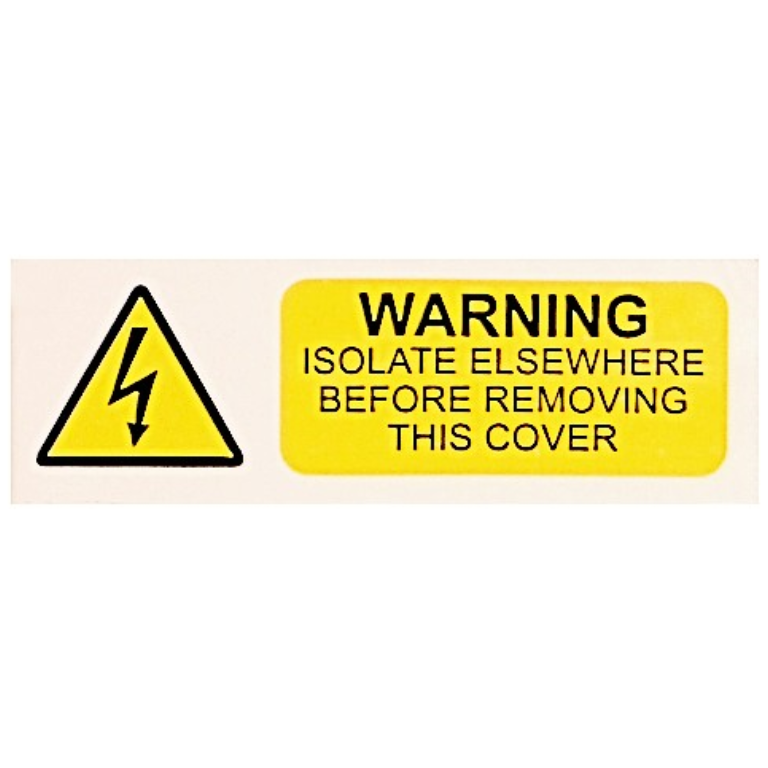 Label, Warning Isolate Elsewhere, Self Adhesive Vinyl Pack of 10
