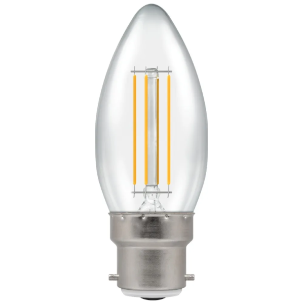 Crompton CLEAR LED Lamp Candle BC 5W W/W