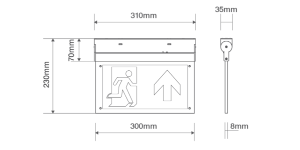 Ovia OVEM6211D LED Ex/Sign Wall Down 2W - Image 2