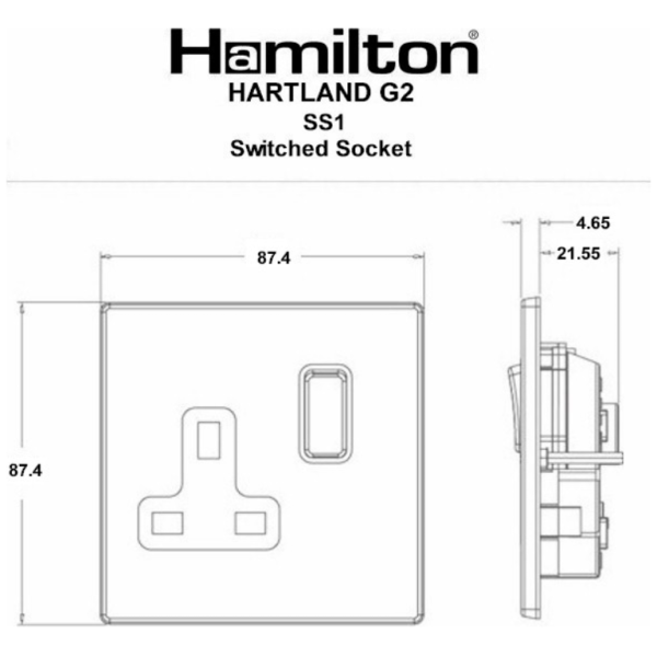 Hamln 7G24SS1SS-B Socket Swd 1G 13A - Image 3